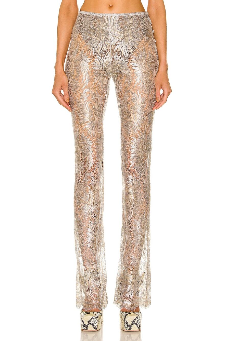 Coperni Lace Silver Flared Trousers Size 36 EU / US 4